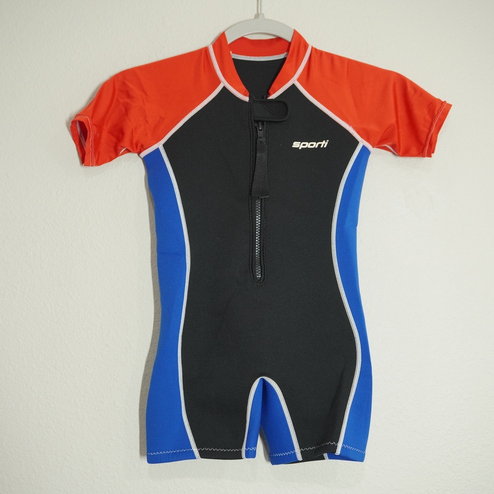 Sporti Kids Size 4T Wetsuit Springsuit Short Sleeve Red Blue Black Water Sports